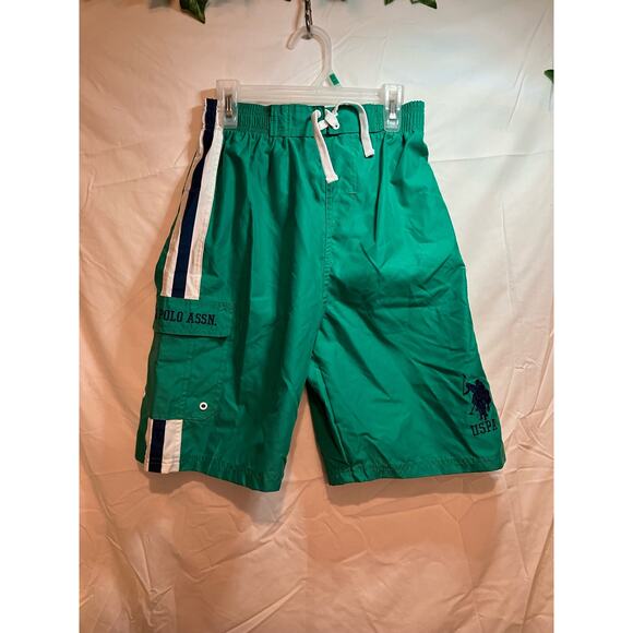 US Polo Assn Swim Trunks  Green And Blue Kids Size 14/16 - Picture 1 of 8